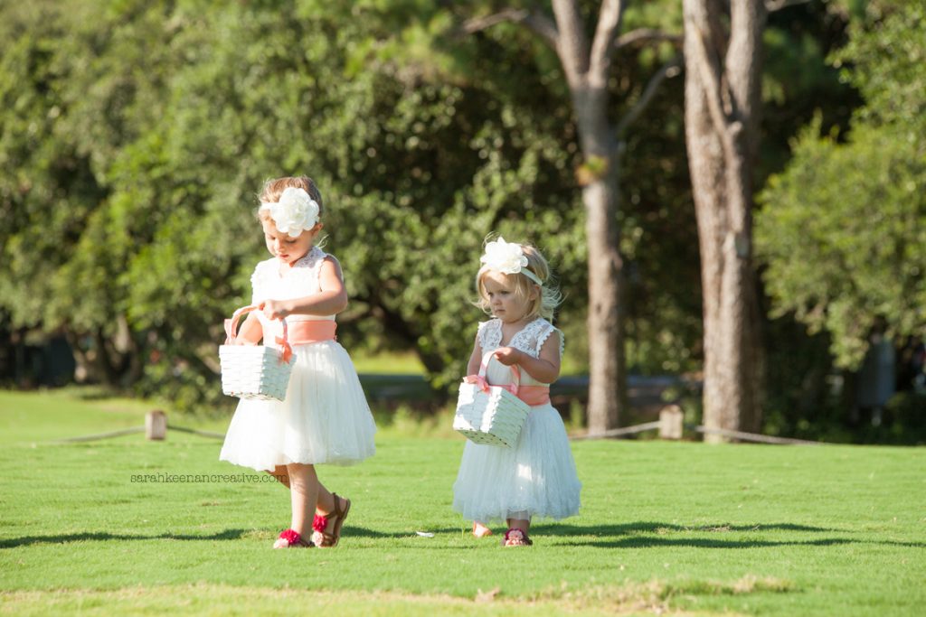 Flower Girls walking on the lawn country club wedding knoxville nashville tennessee